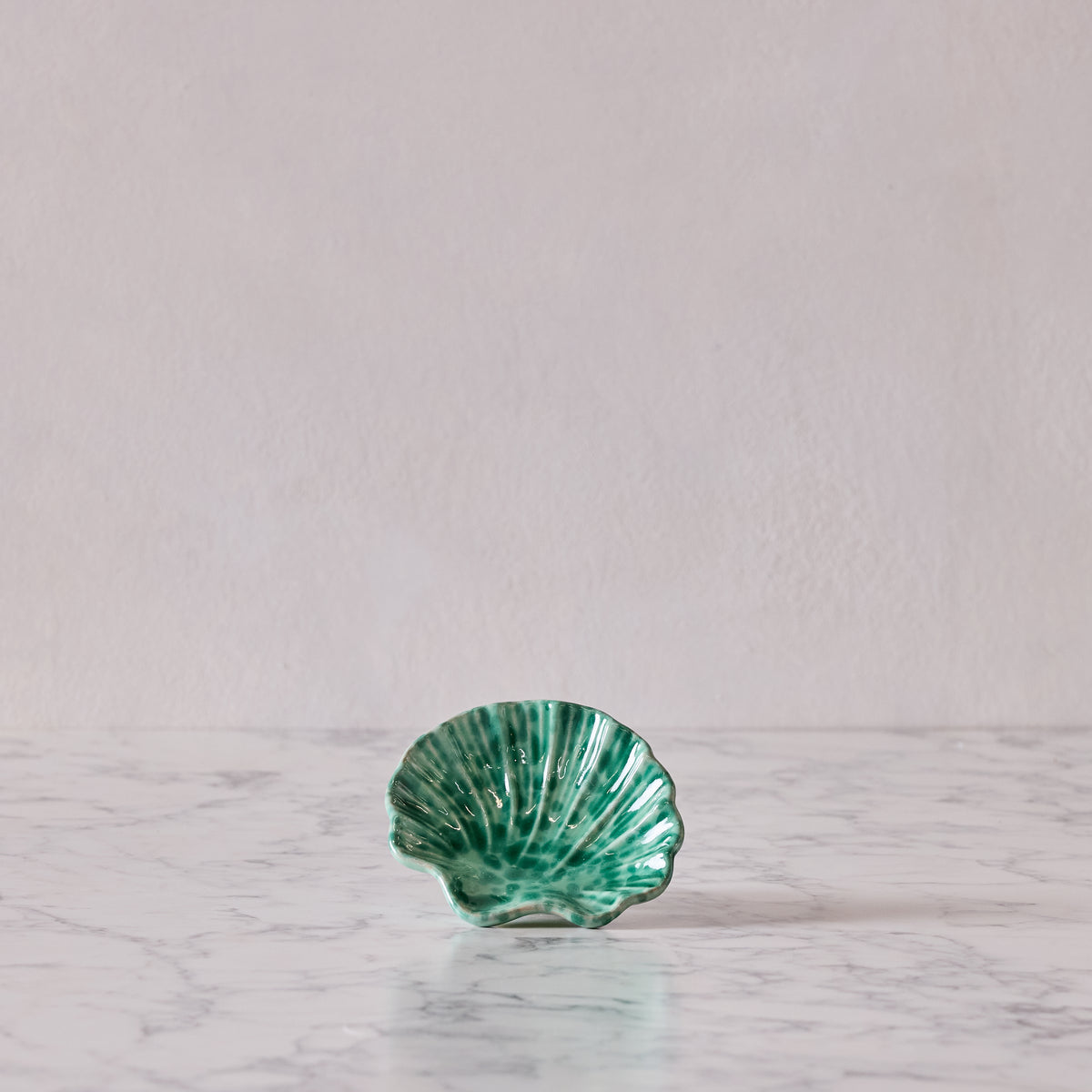 Splatterware Shell Dish, Green on Green