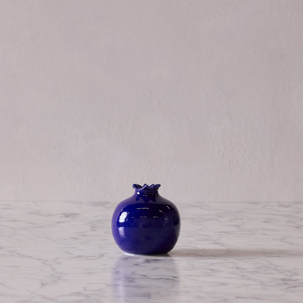 Glazed Terracotta Pomegranate, Large Blue