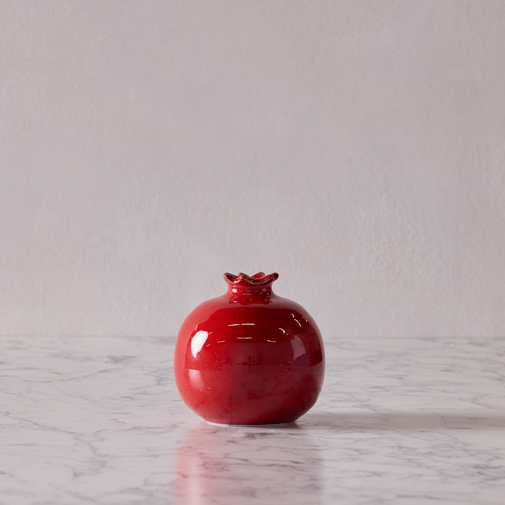Glazed Terracotta Pomegranate, X-Large Red