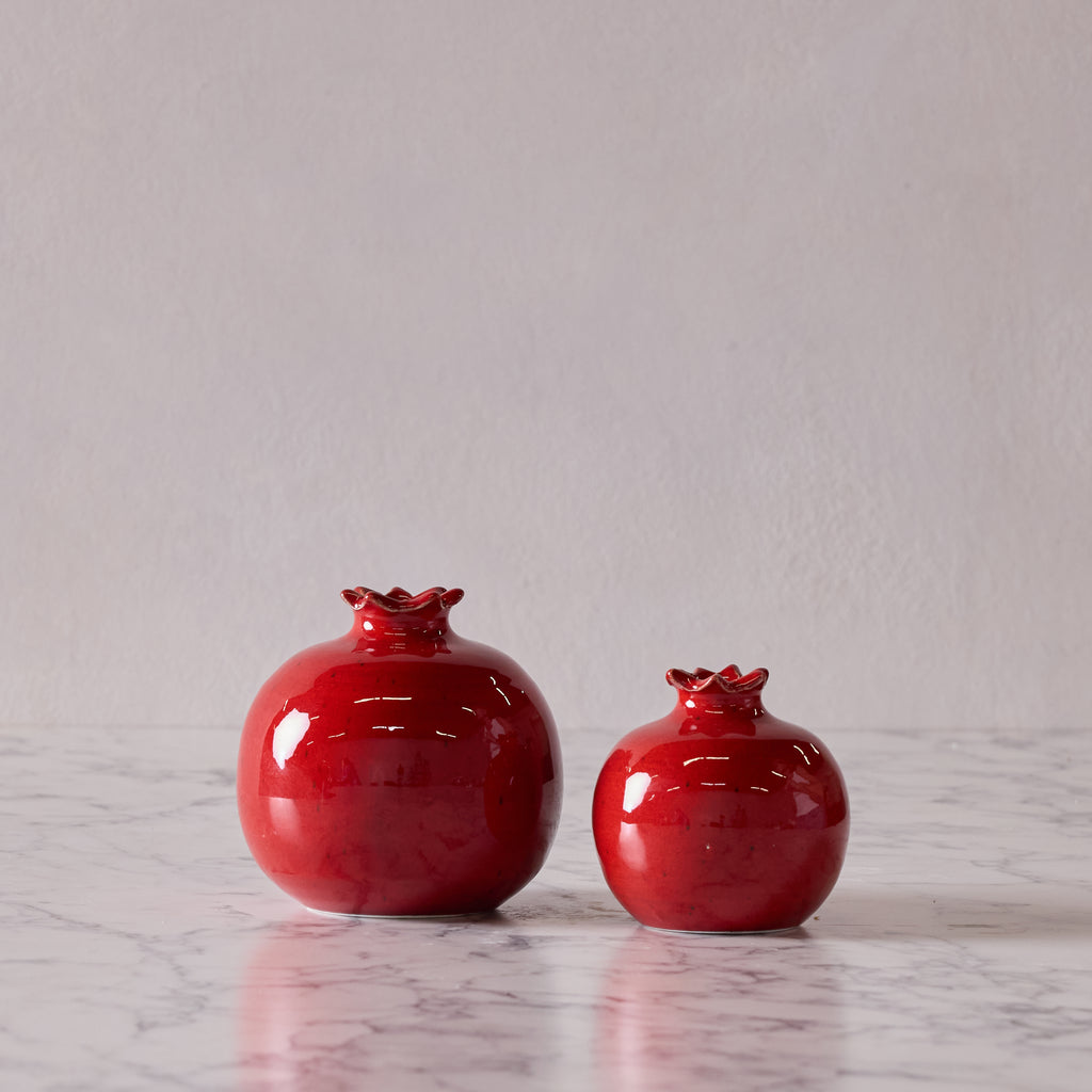 Glazed Terracotta Pomegranate, X-Large Red