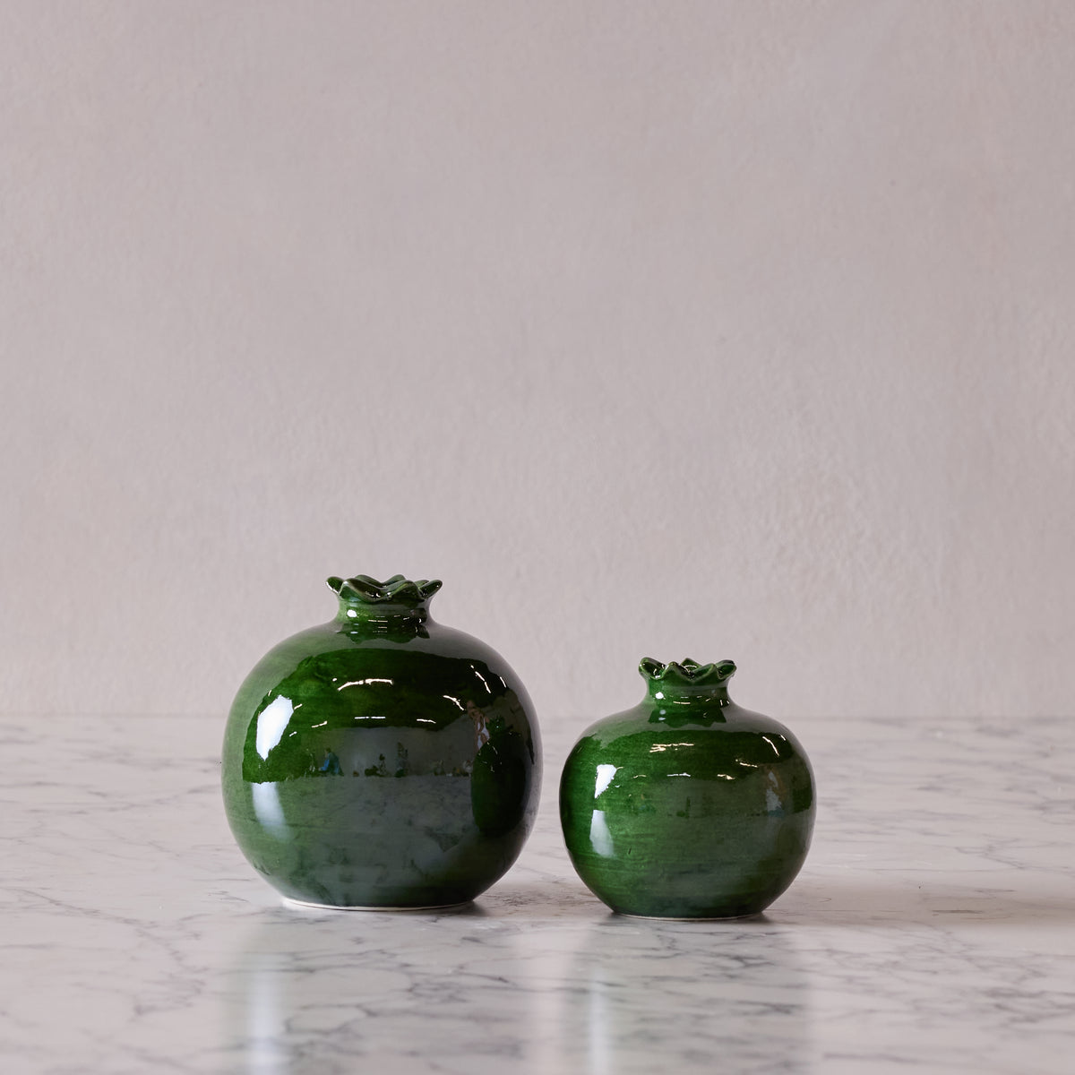 Glazed Terracotta Pomegranate, Large Green