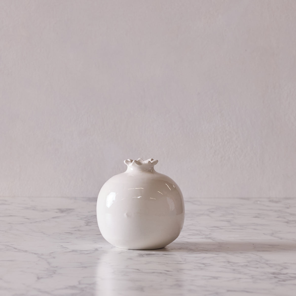 Glazed Terracotta Pomegranate, X-Large White