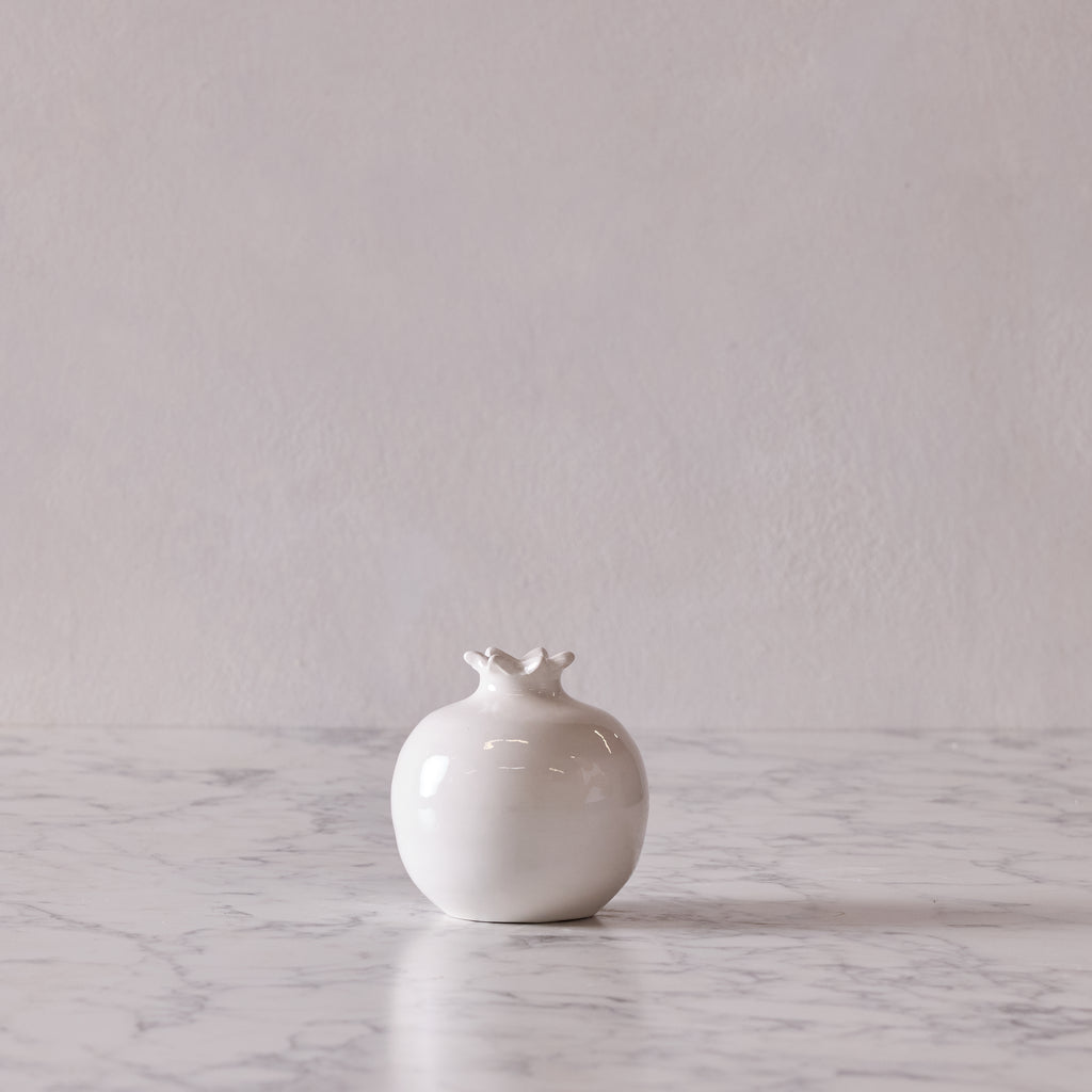 Glazed Terracotta Pomegranate, Large White