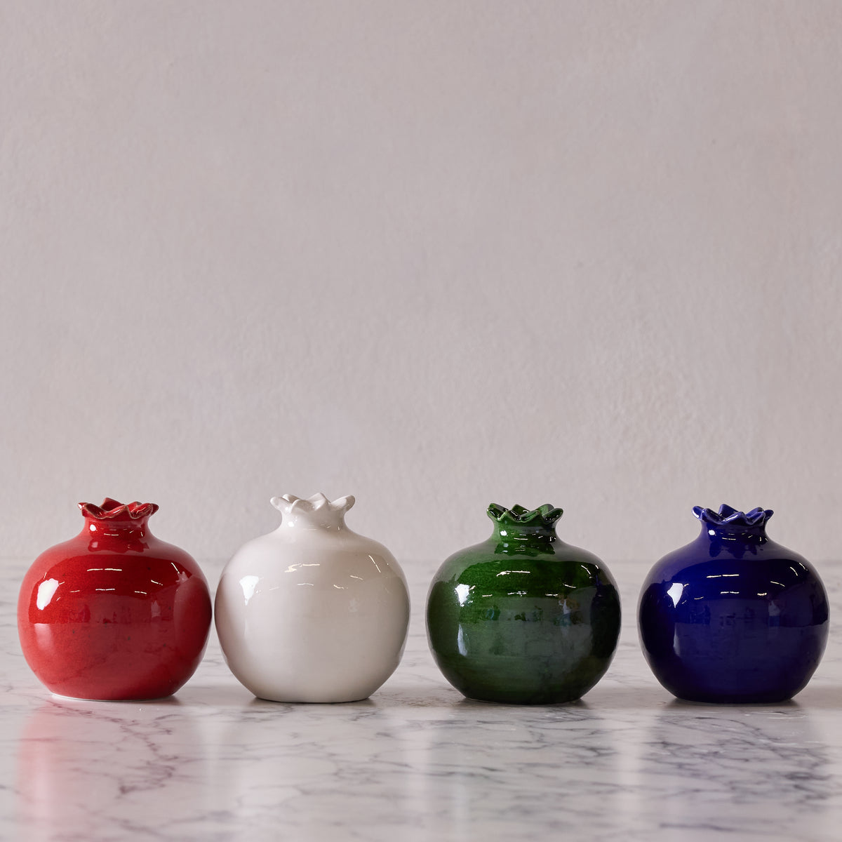 Glazed Terracotta Pomegranate, Large Blue