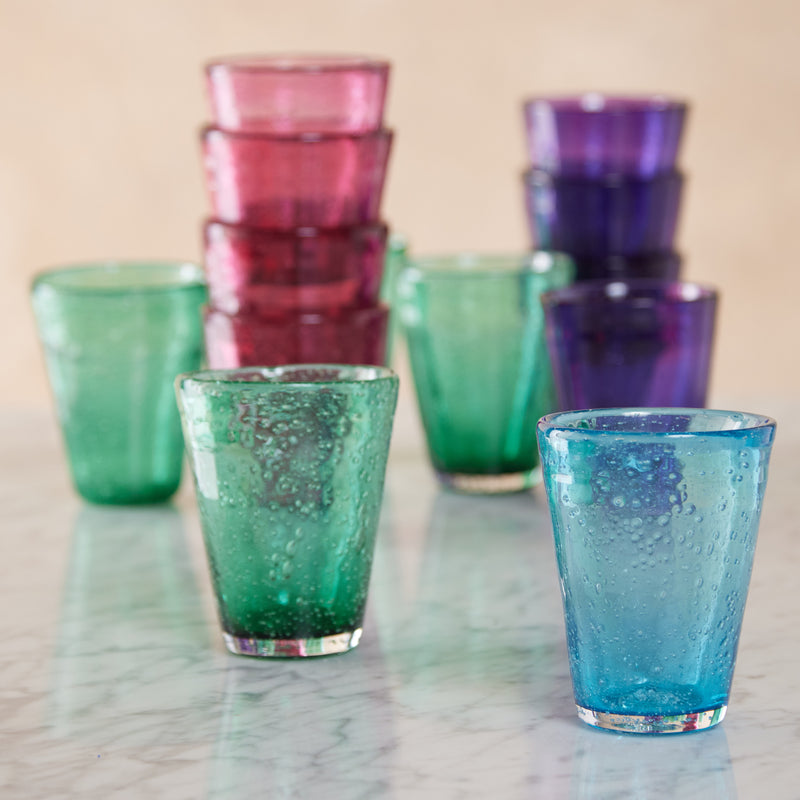 Set of Four Turquoise Bubble Glasses