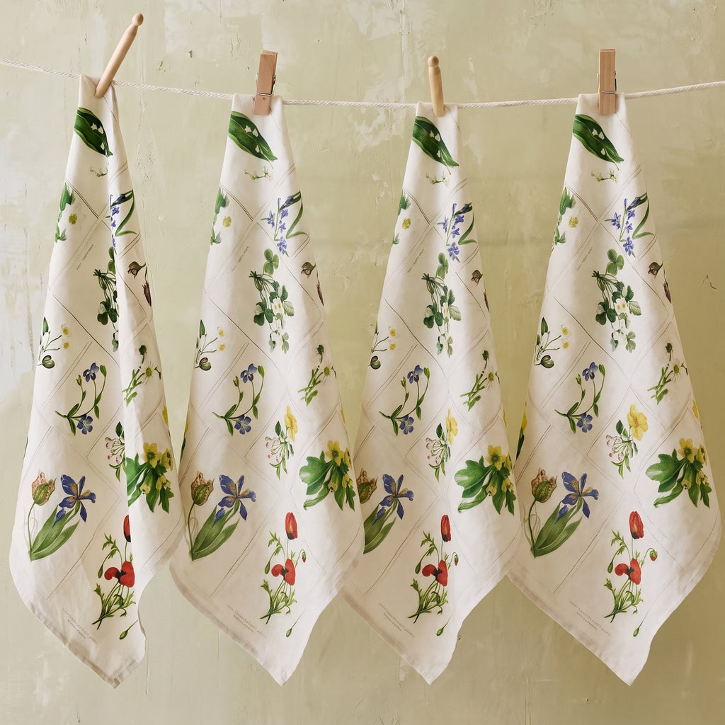 Set of Four Summerill & Bishop Botanical Tiles Linen Napkins