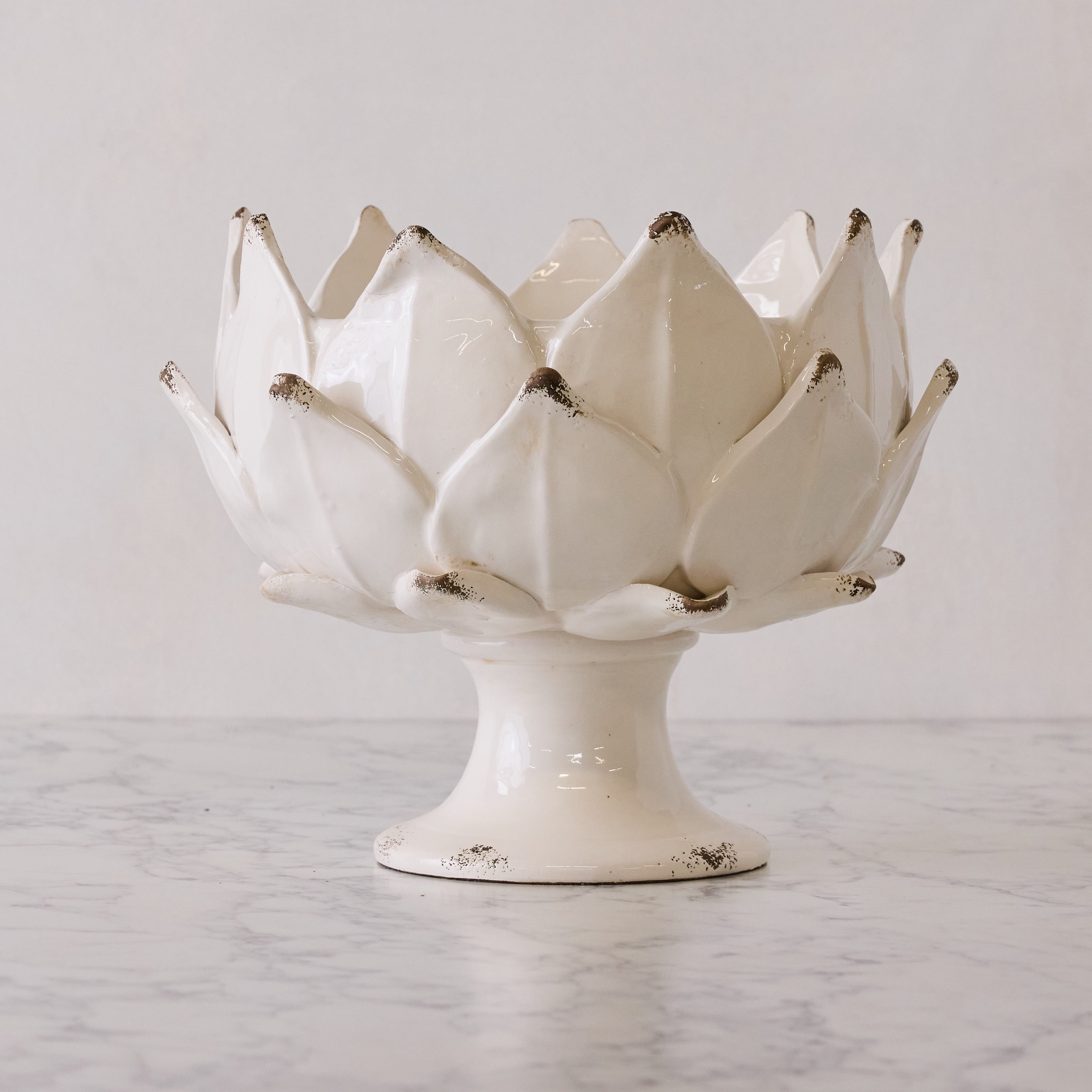 Extra Large Ceramic Artichoke Planter, White