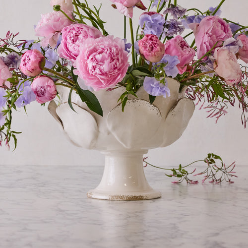 Large Ceramic Petal Vase, White