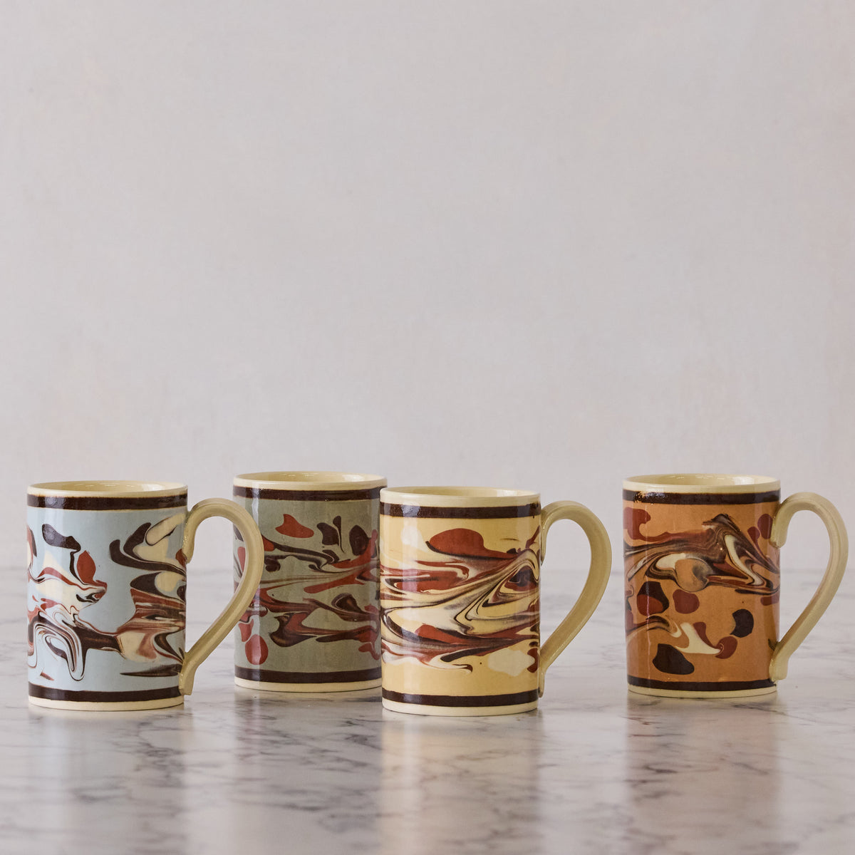 Set of Four Marbleware Mugs, Four Colors