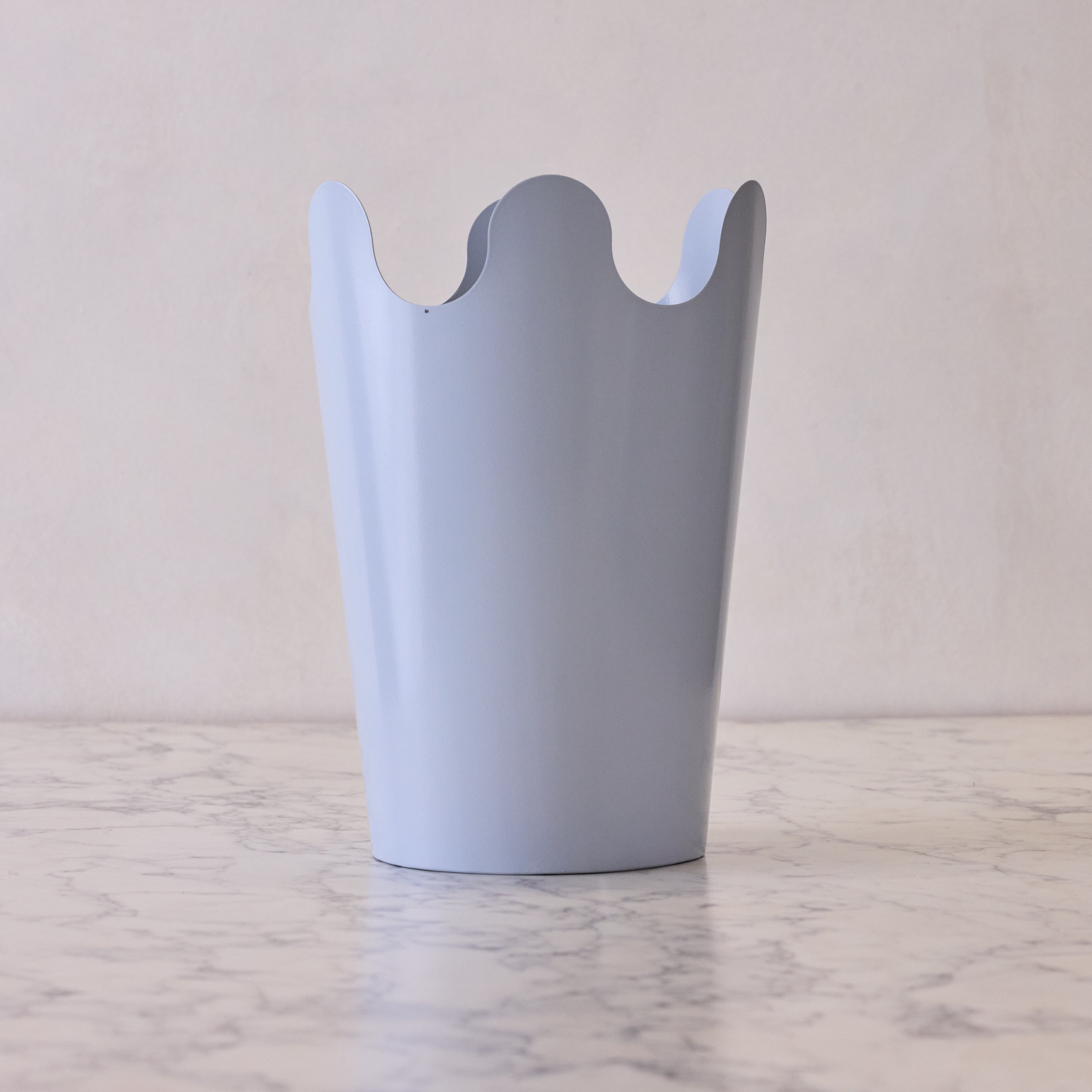 Catfish Scalloped Waste Basket, Powder Blue