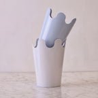 Scalloped Waste Basket, Powder Blue