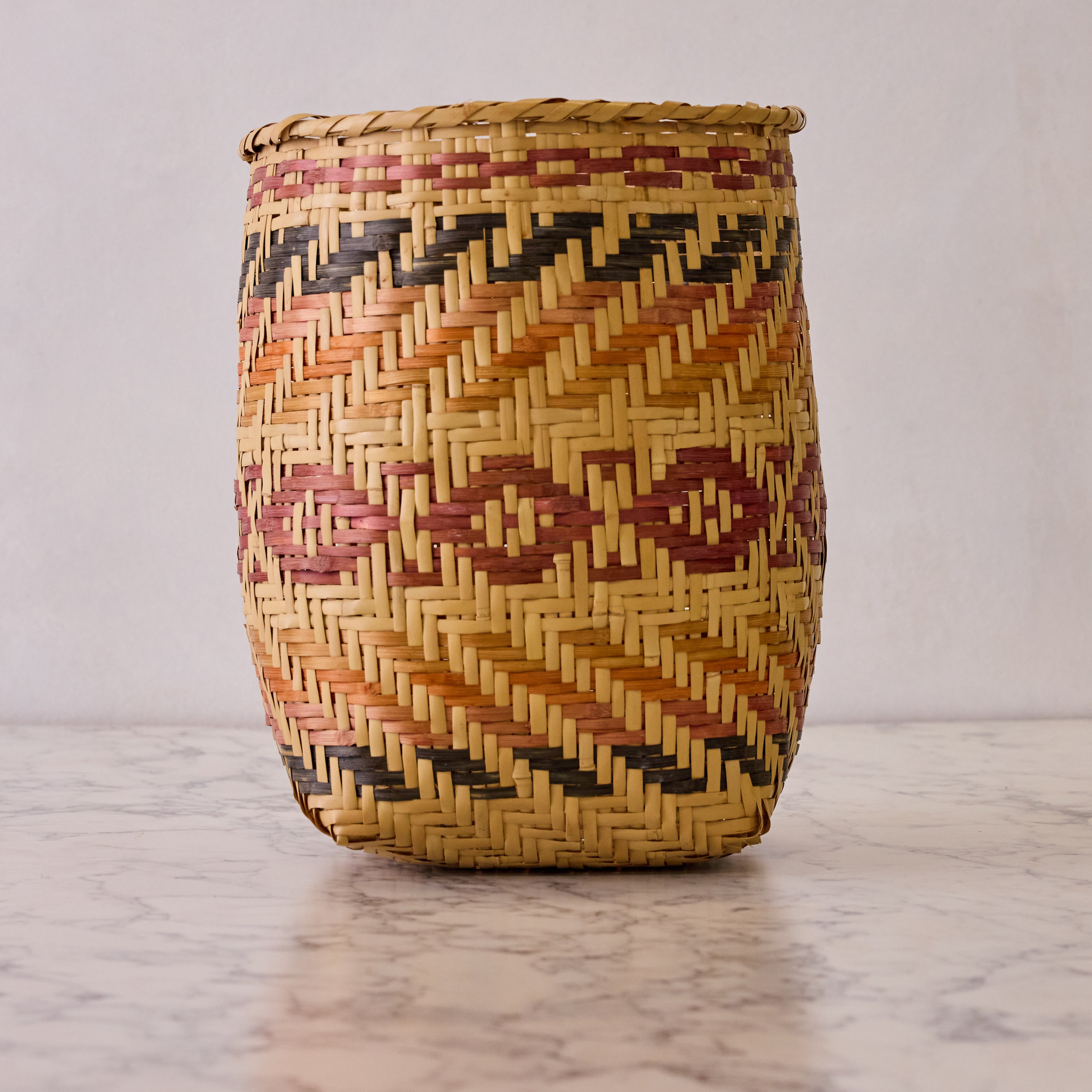 Vintage Mississippi Choctaw Basket, Terracotta & Honey