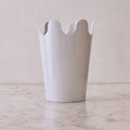 Scalloped Waste Basket, White