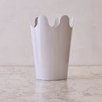 Scalloped Waste Basket, White