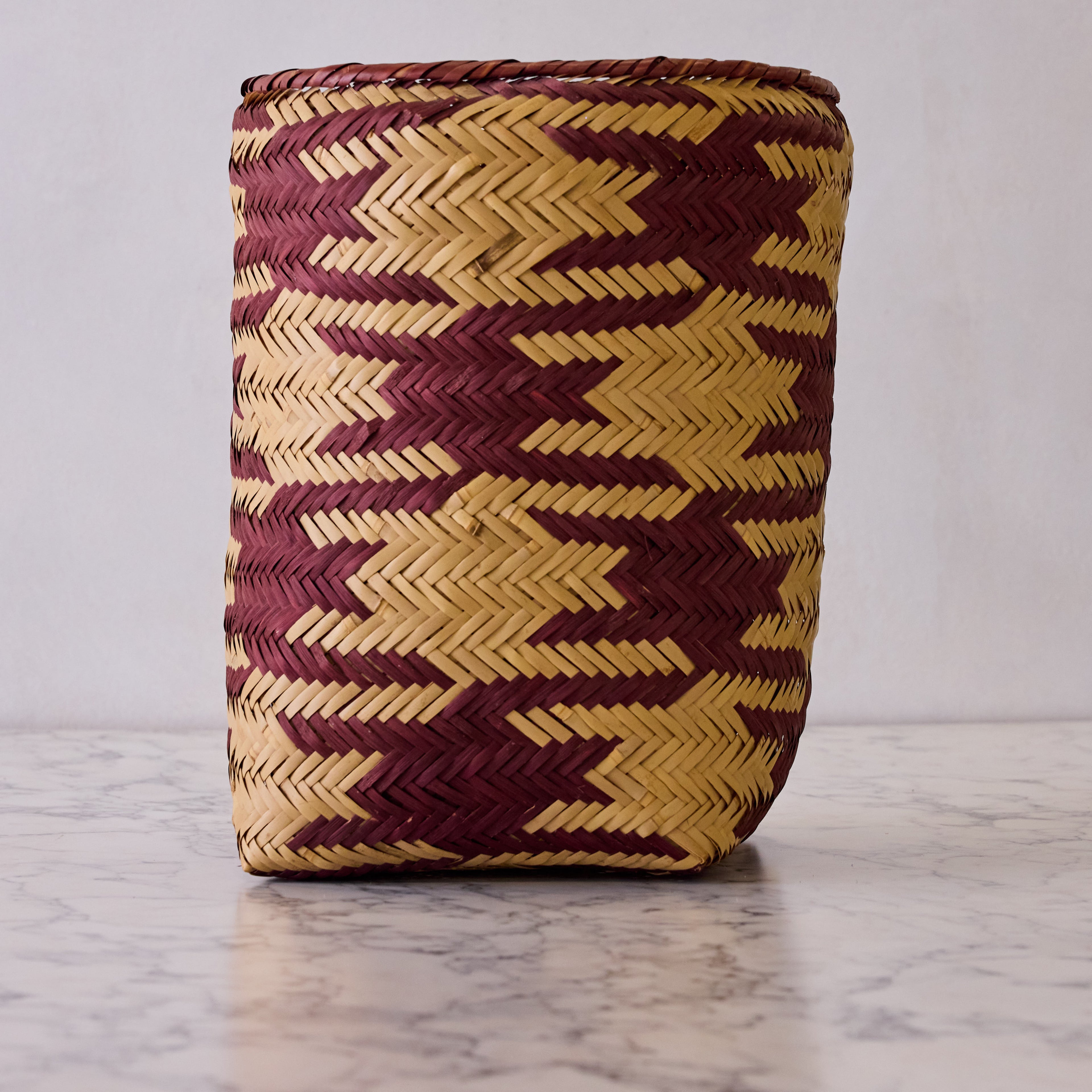 Vintage Mississippi Choctaw Laundry Basket, Aubergine