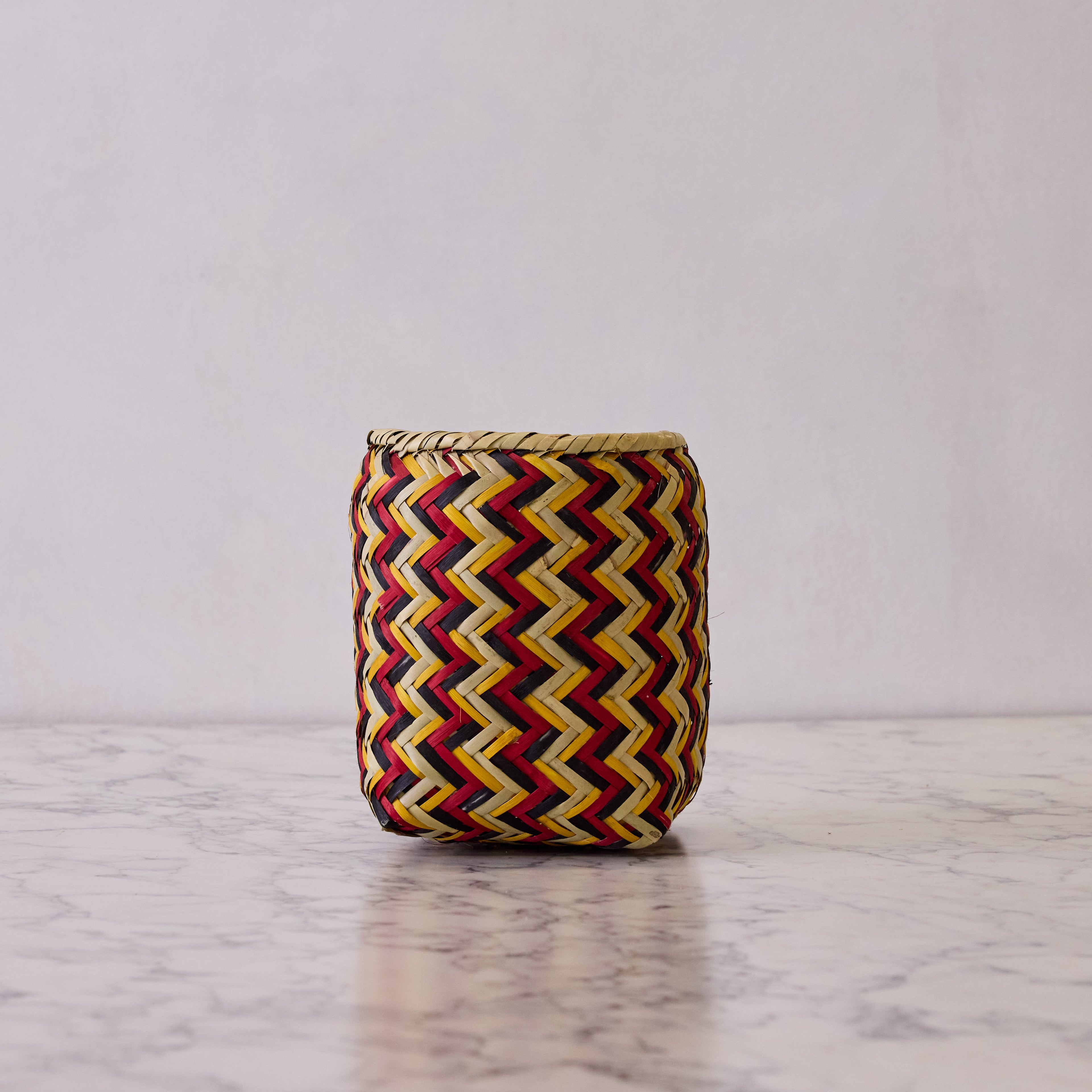 Vintage Mississippi Choctaw Basket, Red & Black