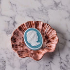 Splatterware Shell Dish, Brown on Pink