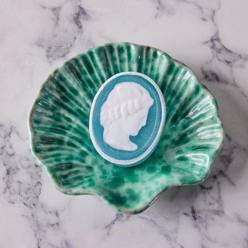 Splatterware Shell Dish, Green on Green