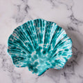 Splatterware Shell Dish, Sea Green on White