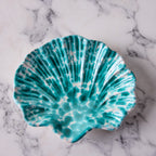 Splatterware Shell Dish, Sea Green on White