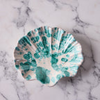 Splatterware Shell Dish, Green on White