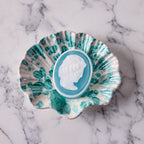 Splatterware Shell Dish, Green on White
