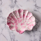 Splatterware Shell Dish, Pink on White
