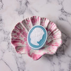 Splatterware Shell Dish, Pink on White