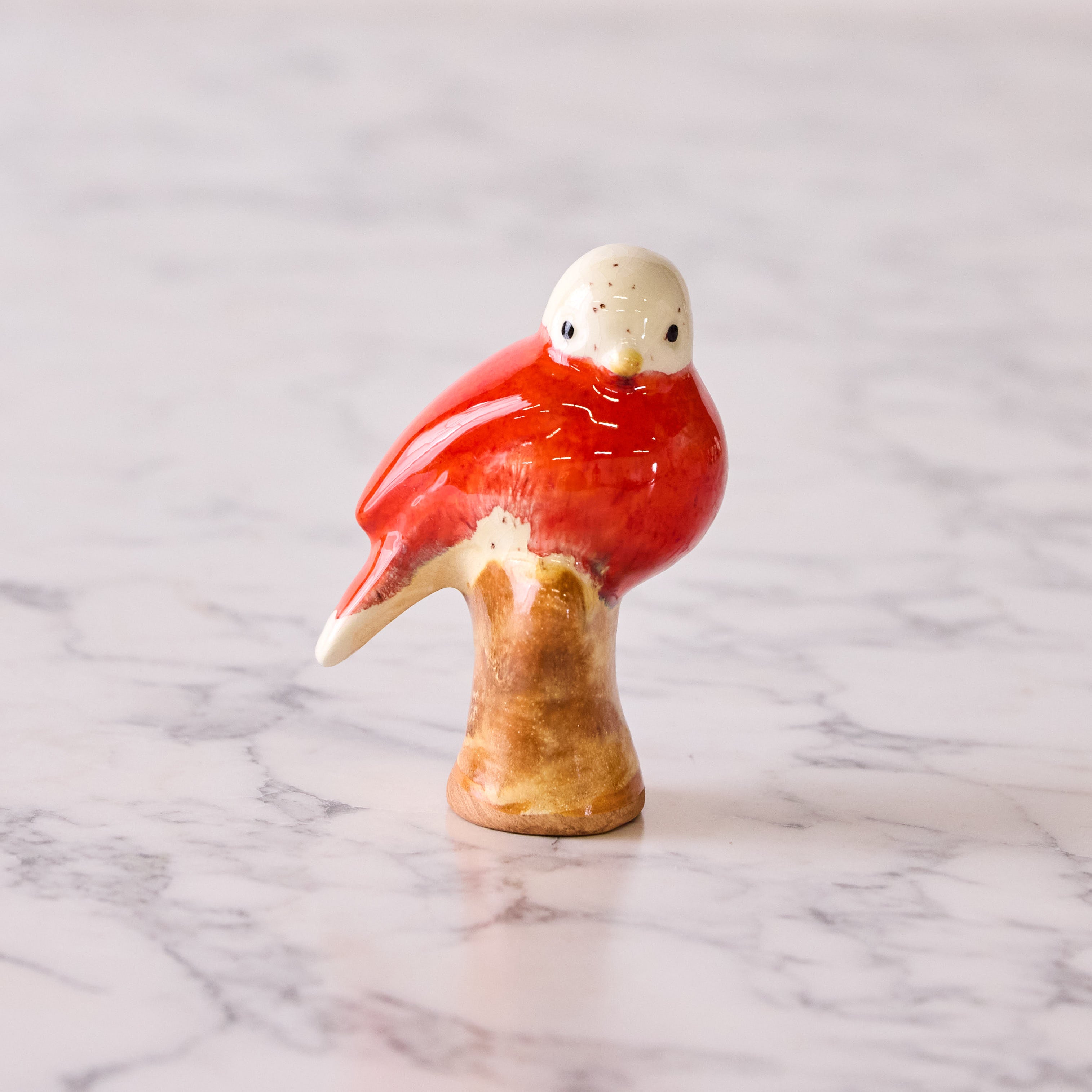 Songbird on Branch, Red & White