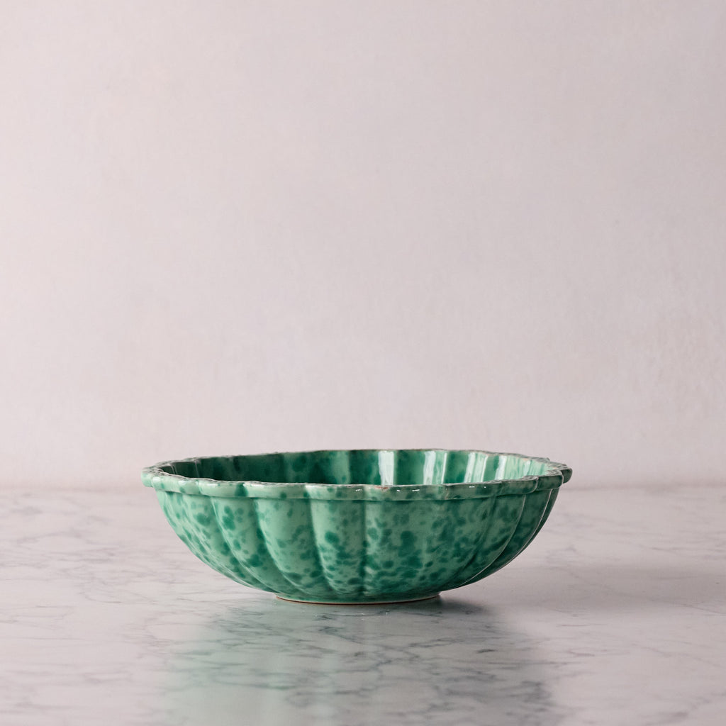 Splatterware Salad Bowl, Green on Green