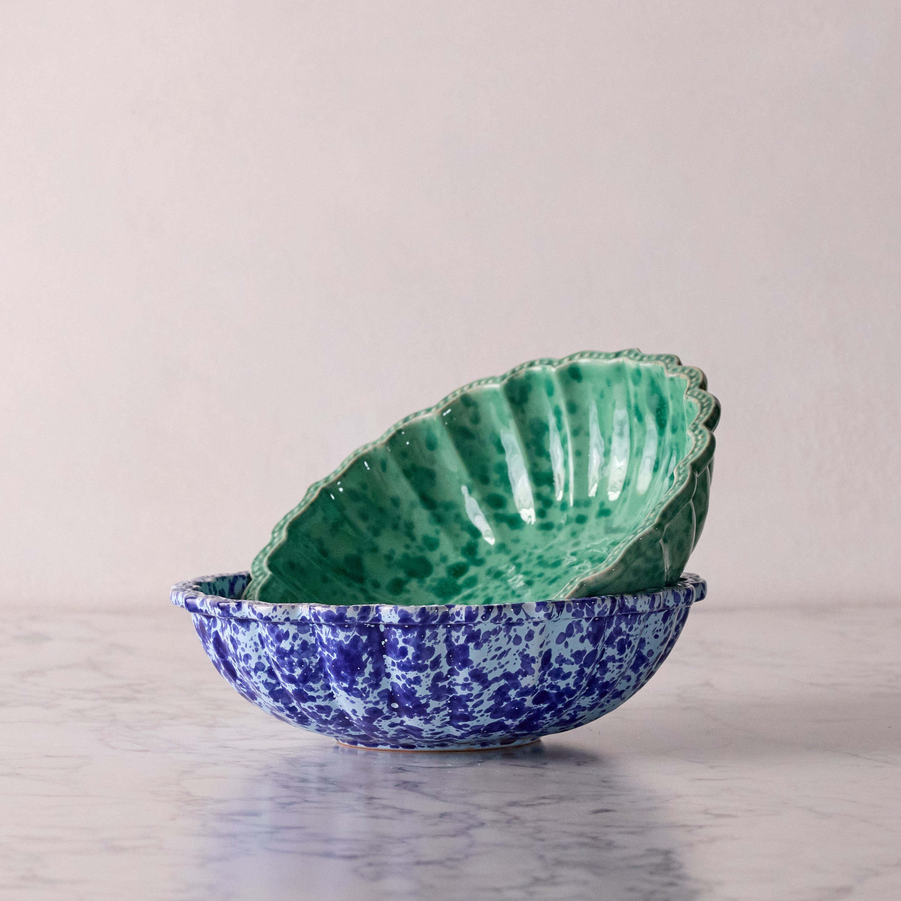 Splatterware Salad Bowl-Blue on Blue