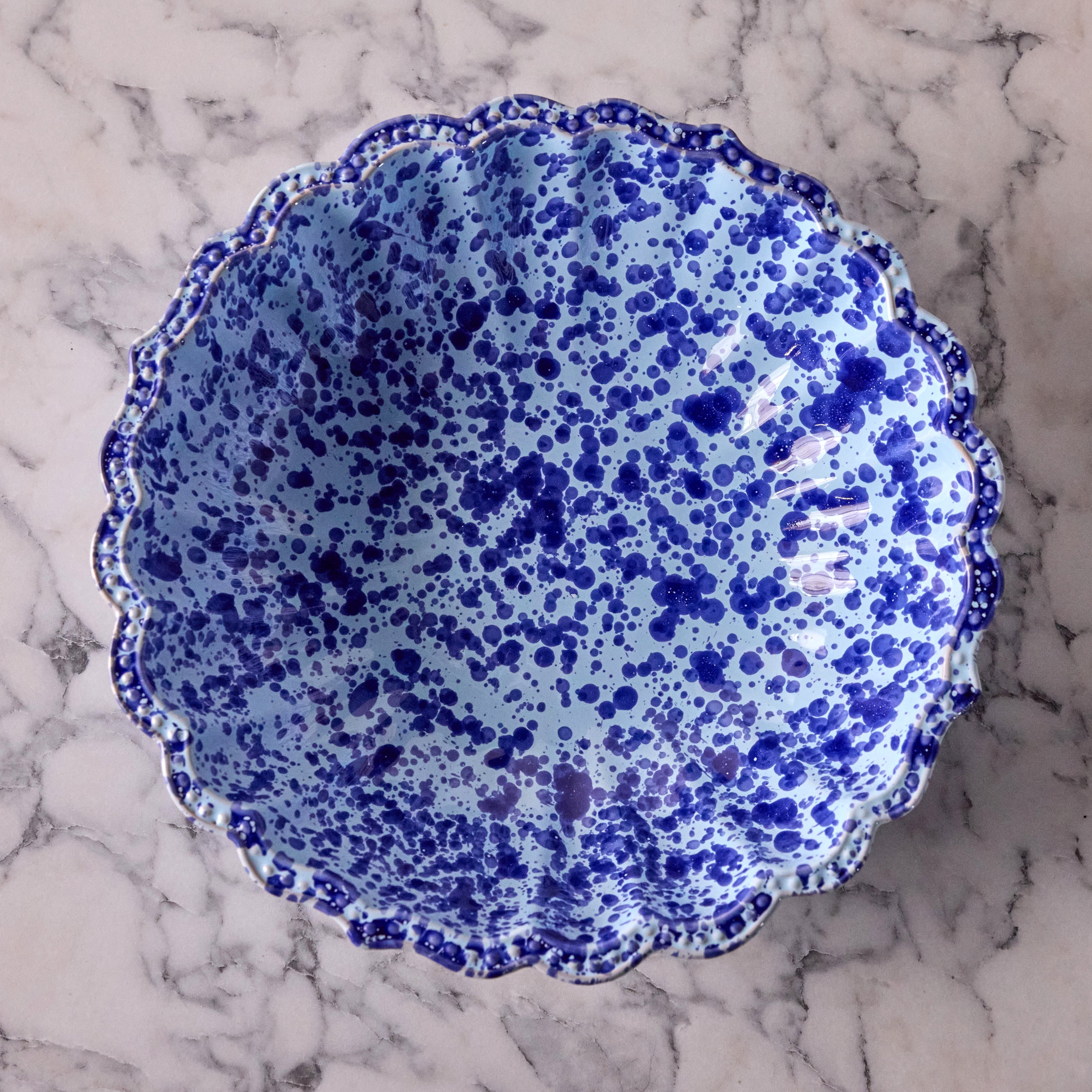 Splatterware Salad Bowl-Blue on Blue