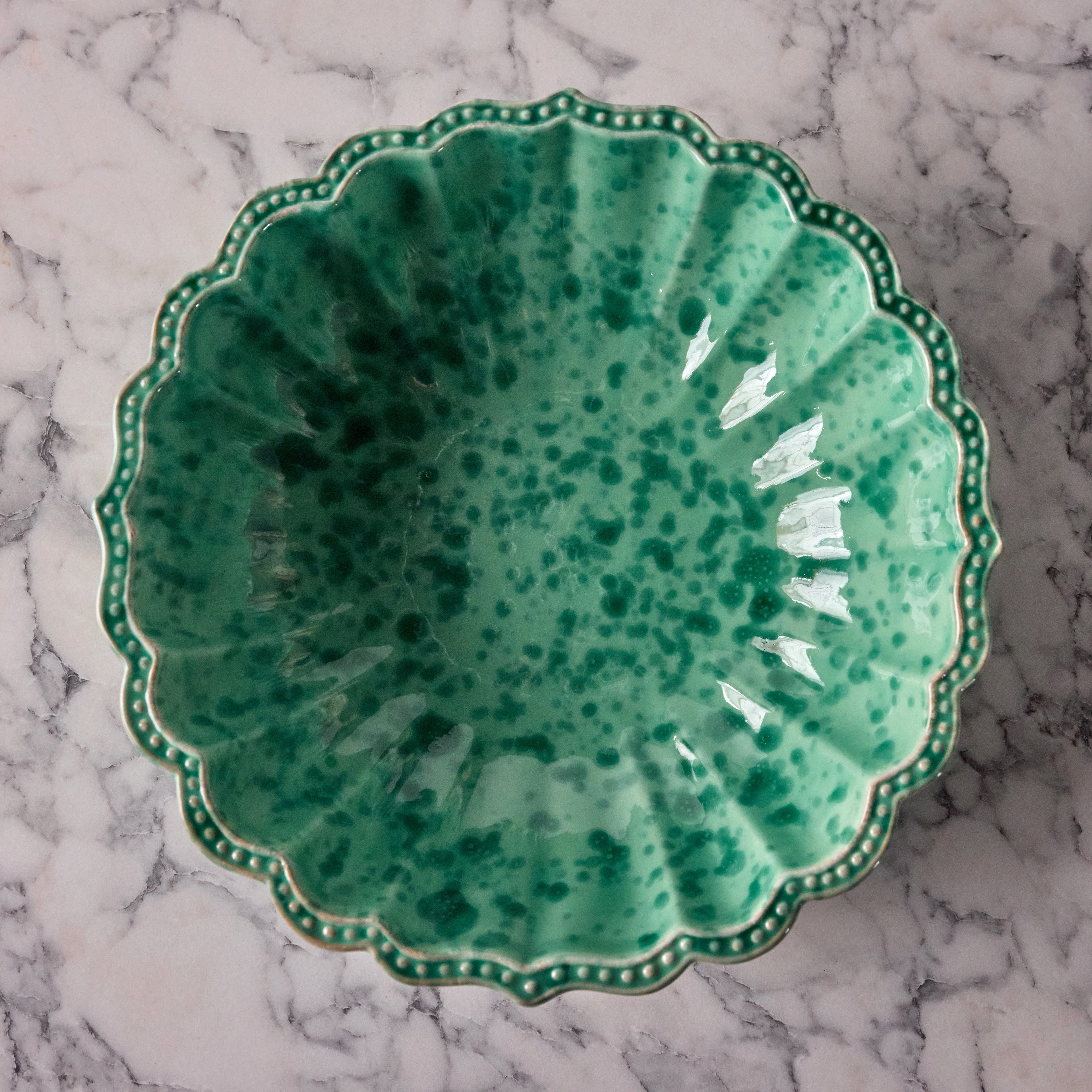 Splatterware Salad Bowl, Green on Green