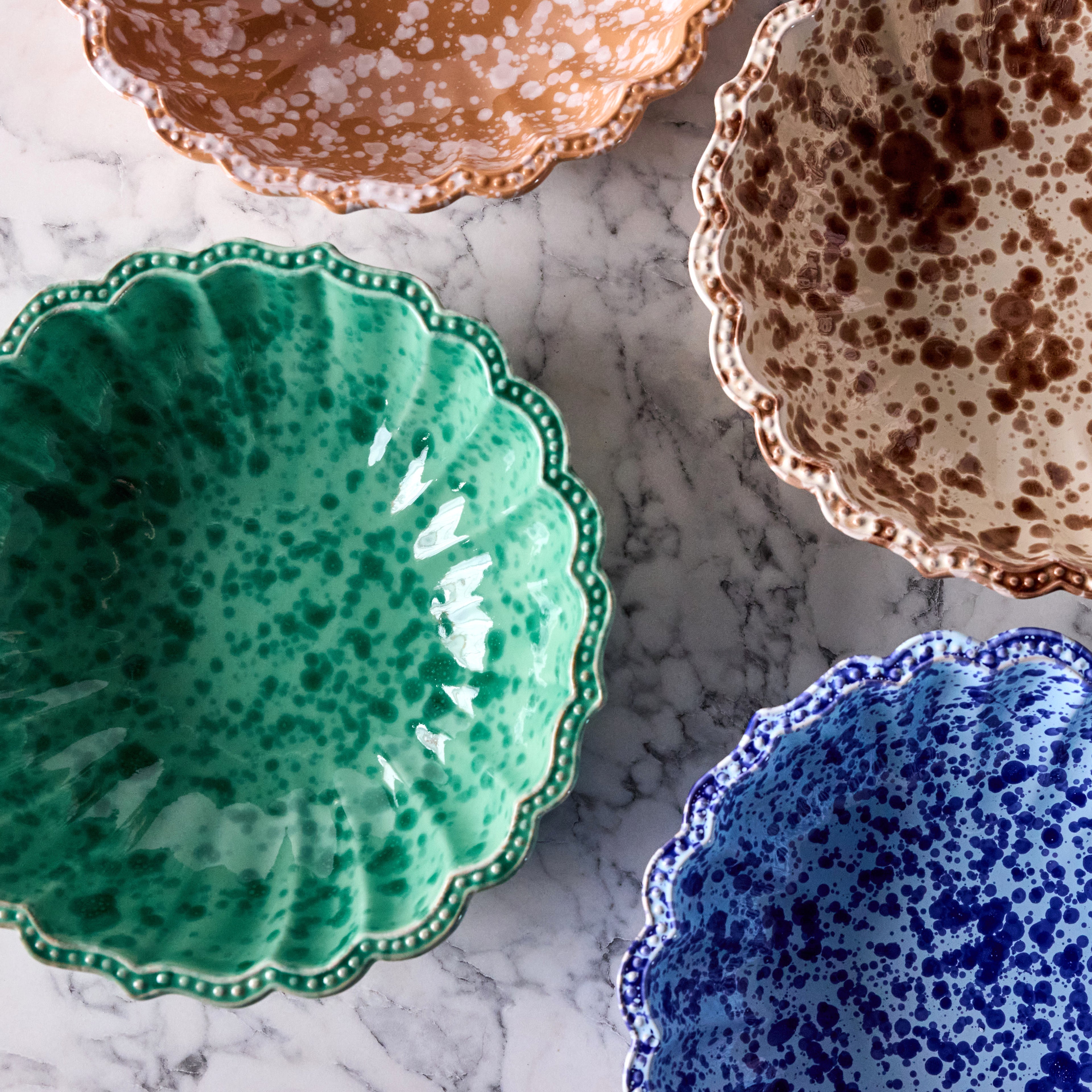 Splatterware Salad Bowl, Green on Green