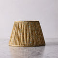 14" Lamp Shade in Hand-Blocked Silk, Khaki & Peacock