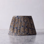 14" Lamp Shade in Hand-Blocked Silk, Denim & Ochre