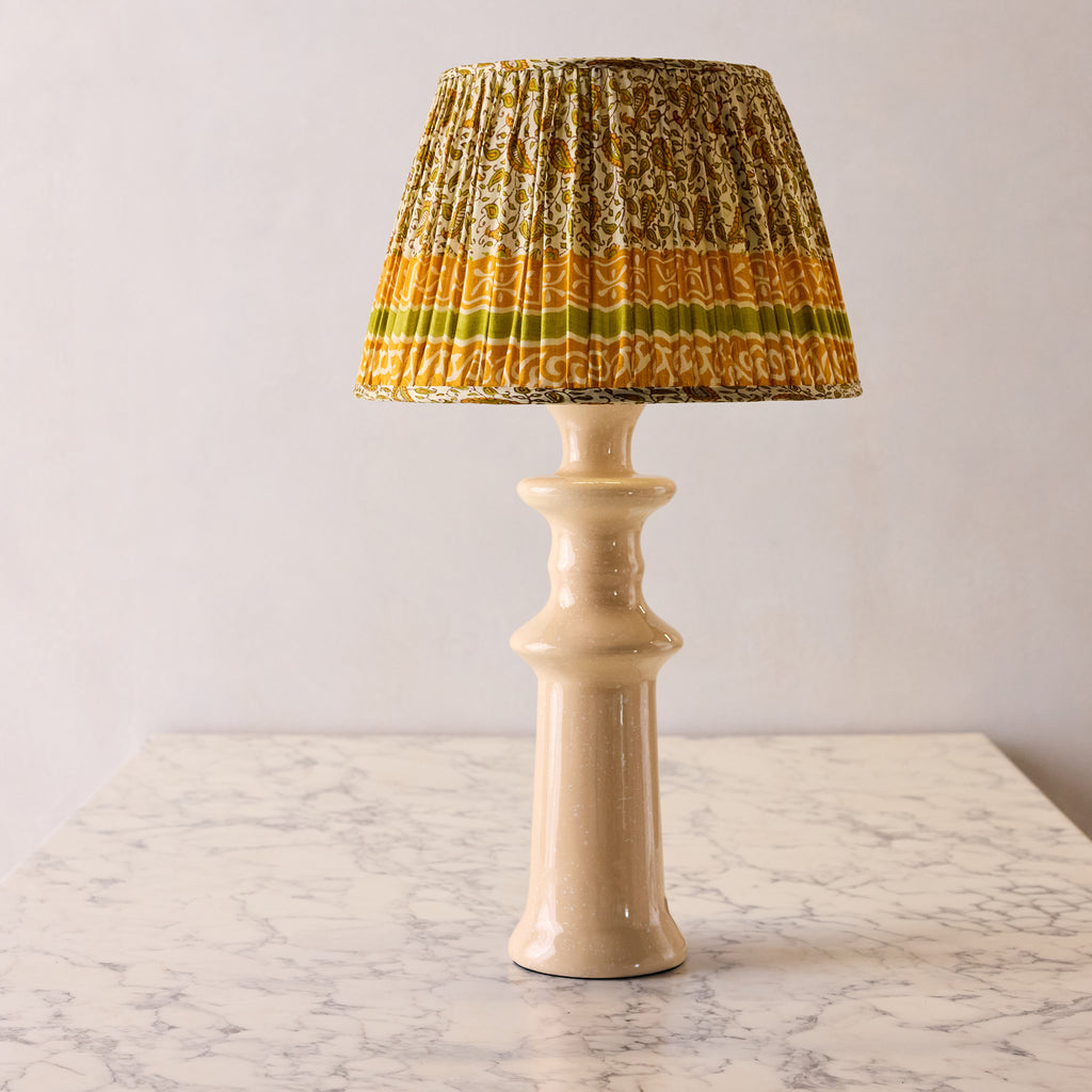 14" Lamp Shade in Hand-Blocked Silk, Yellow & Orange