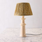 16" Lamp Shade in Hand-Blocked Silk, Khaki & Peacock