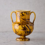 Apulian Amphora Vase in Yellow with Black Marble Glaze