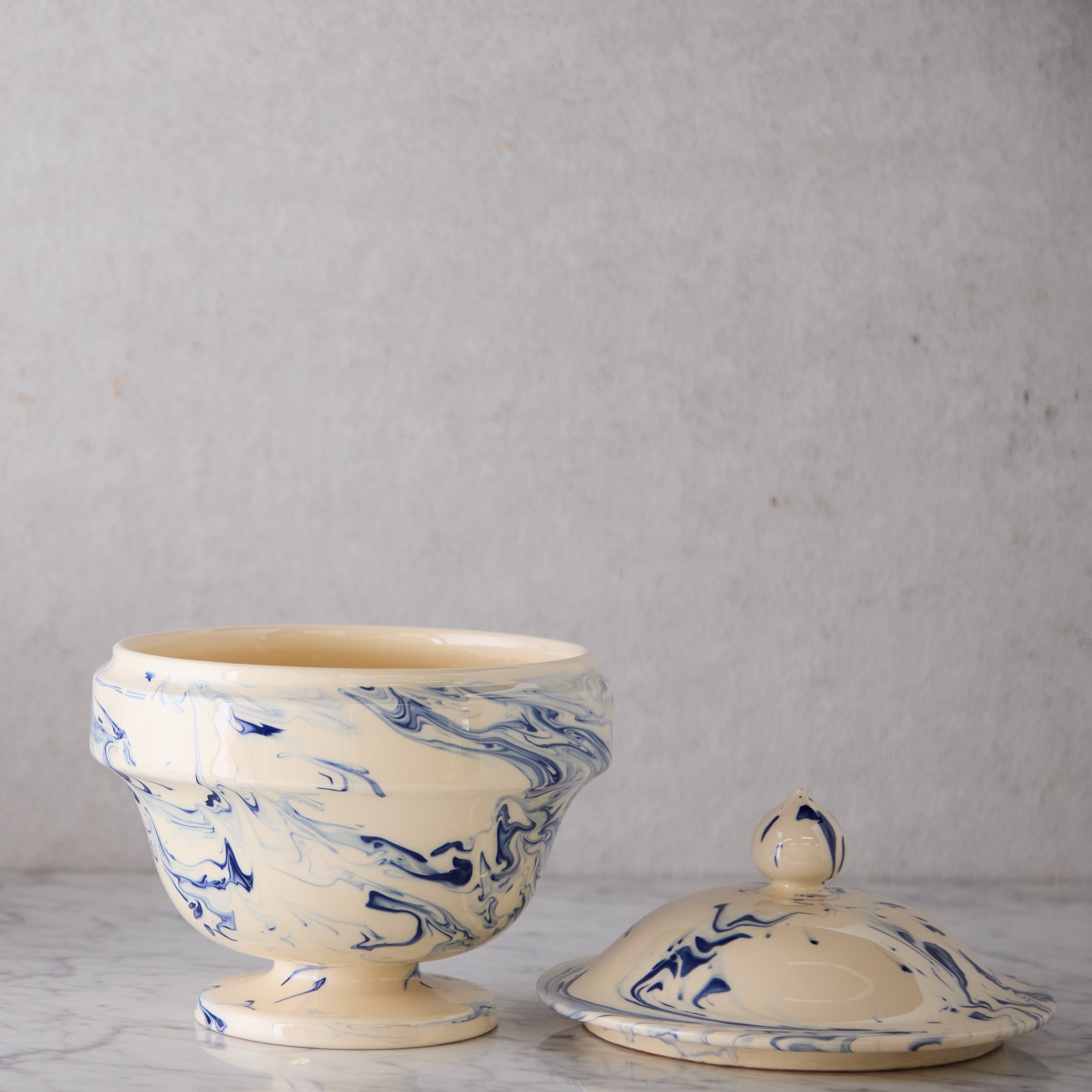 Tureen with Blue Marble Glaze