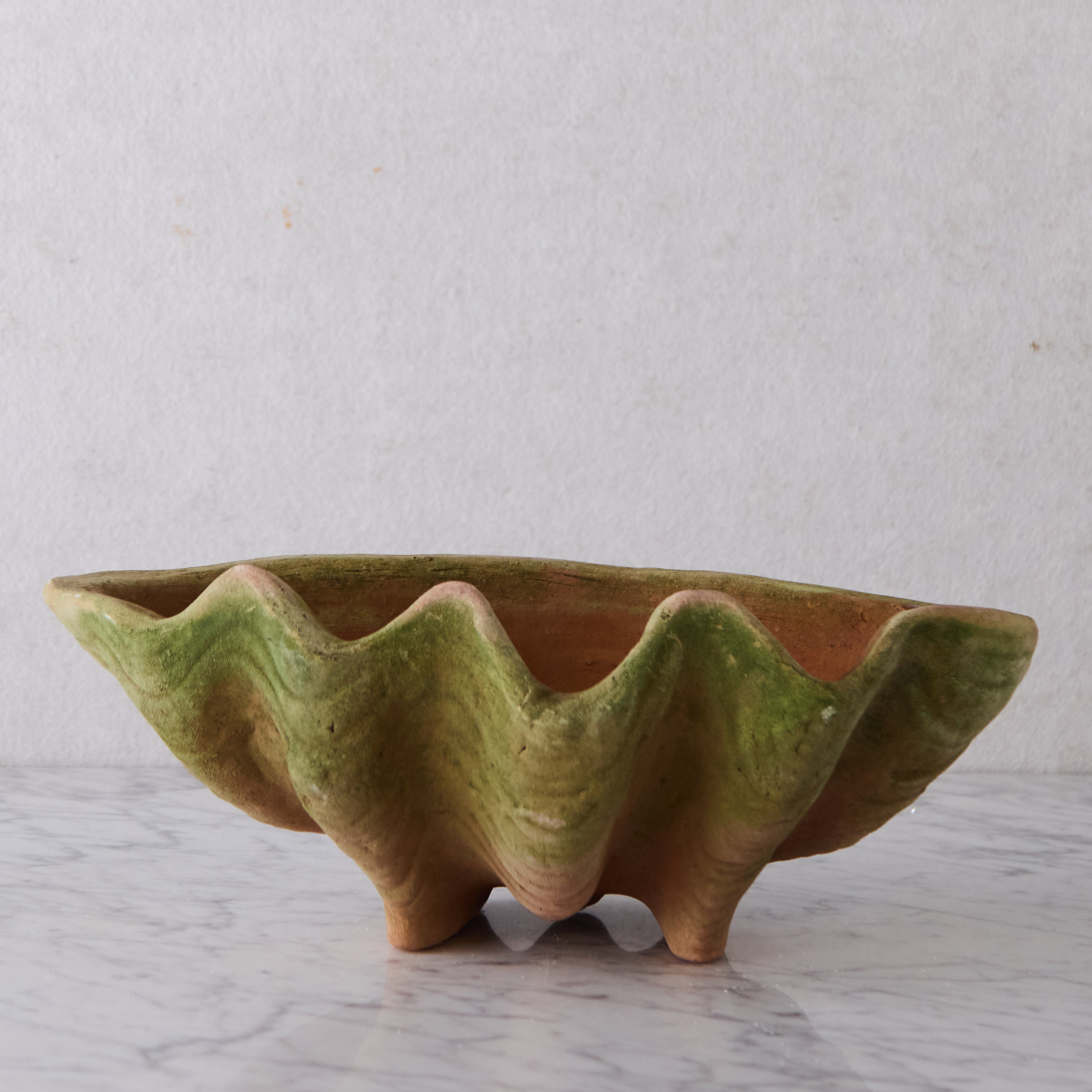 Large Aged Terracotta Clam Shell