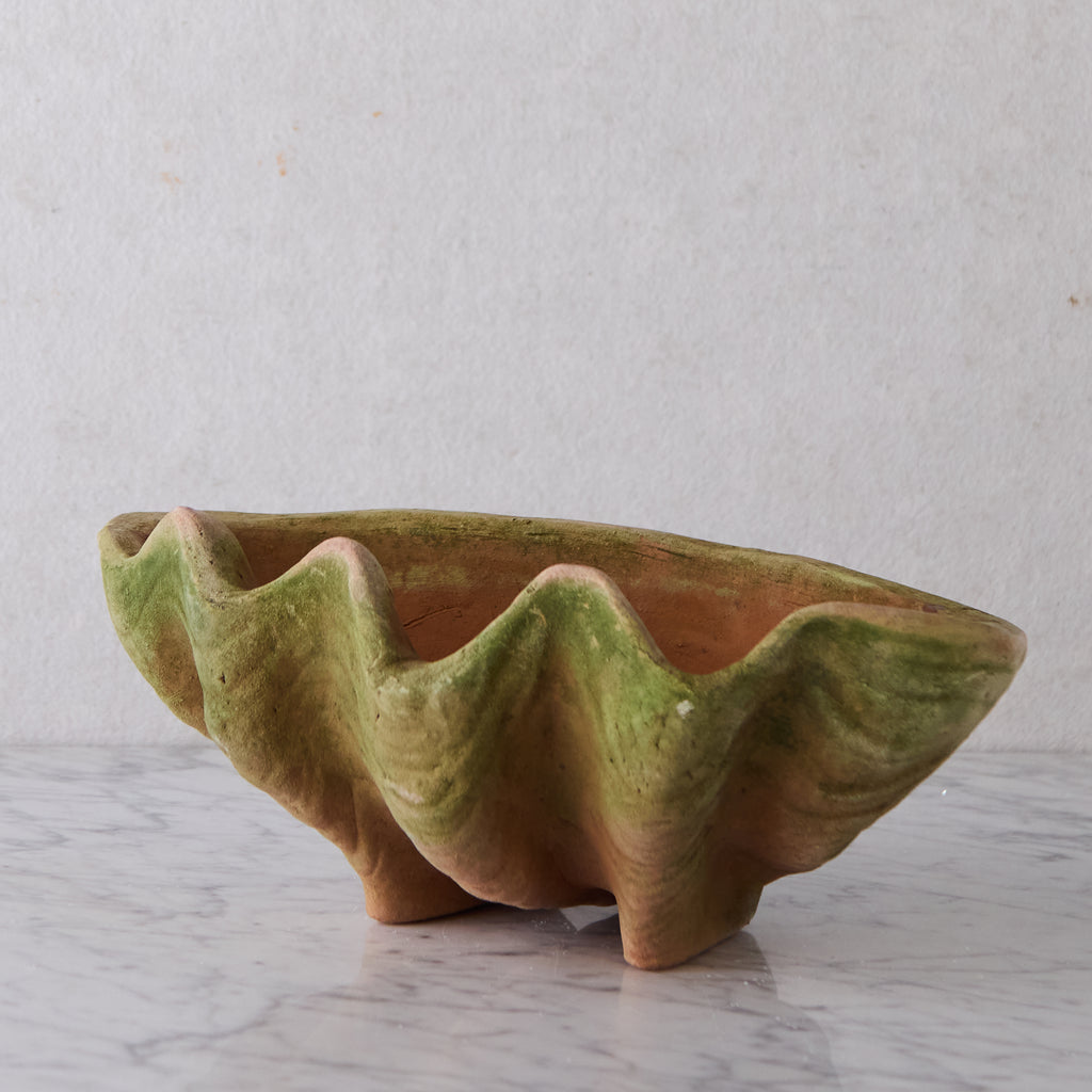 Small Aged Terracotta Clam Shell