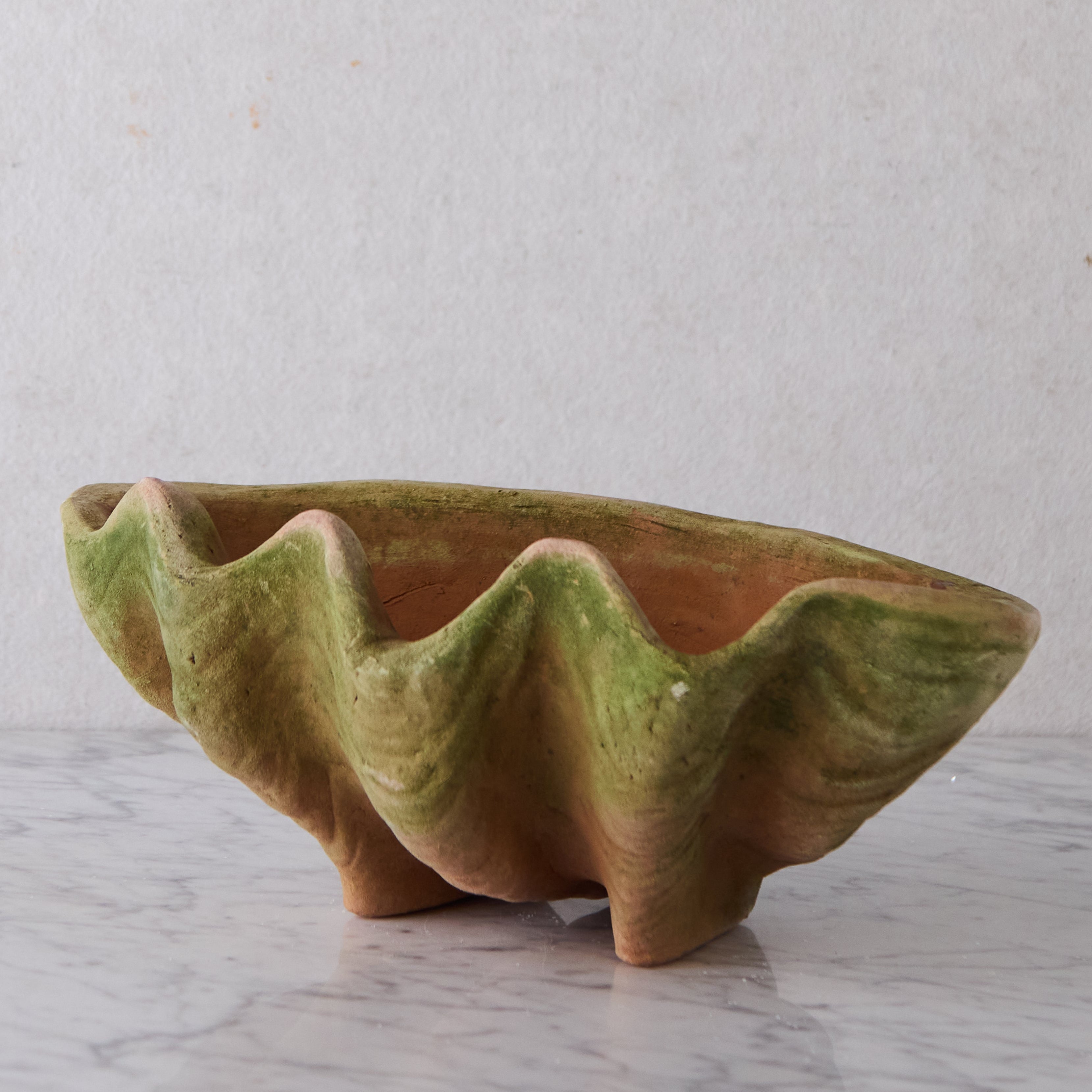 Large Aged Terracotta Clam Shell