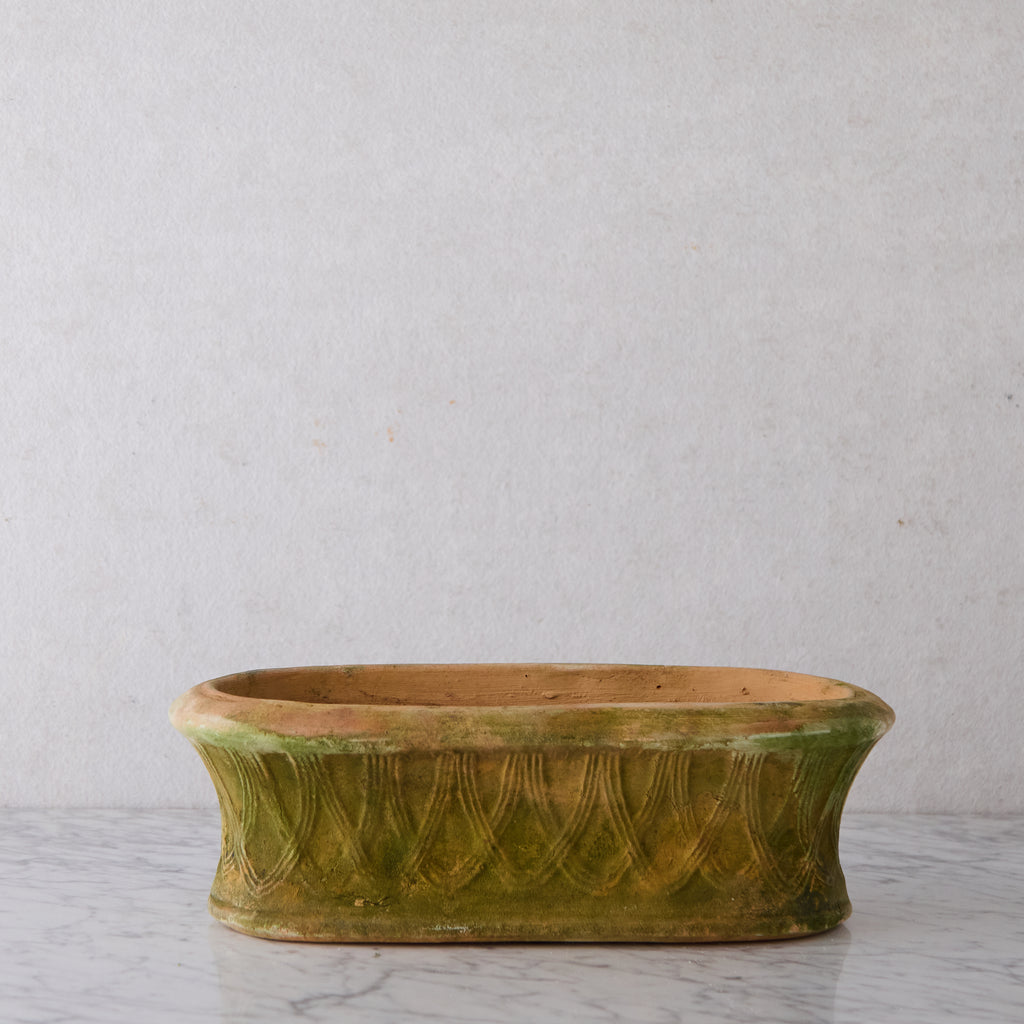 Oval Terracotta Planter with Latticework Detail