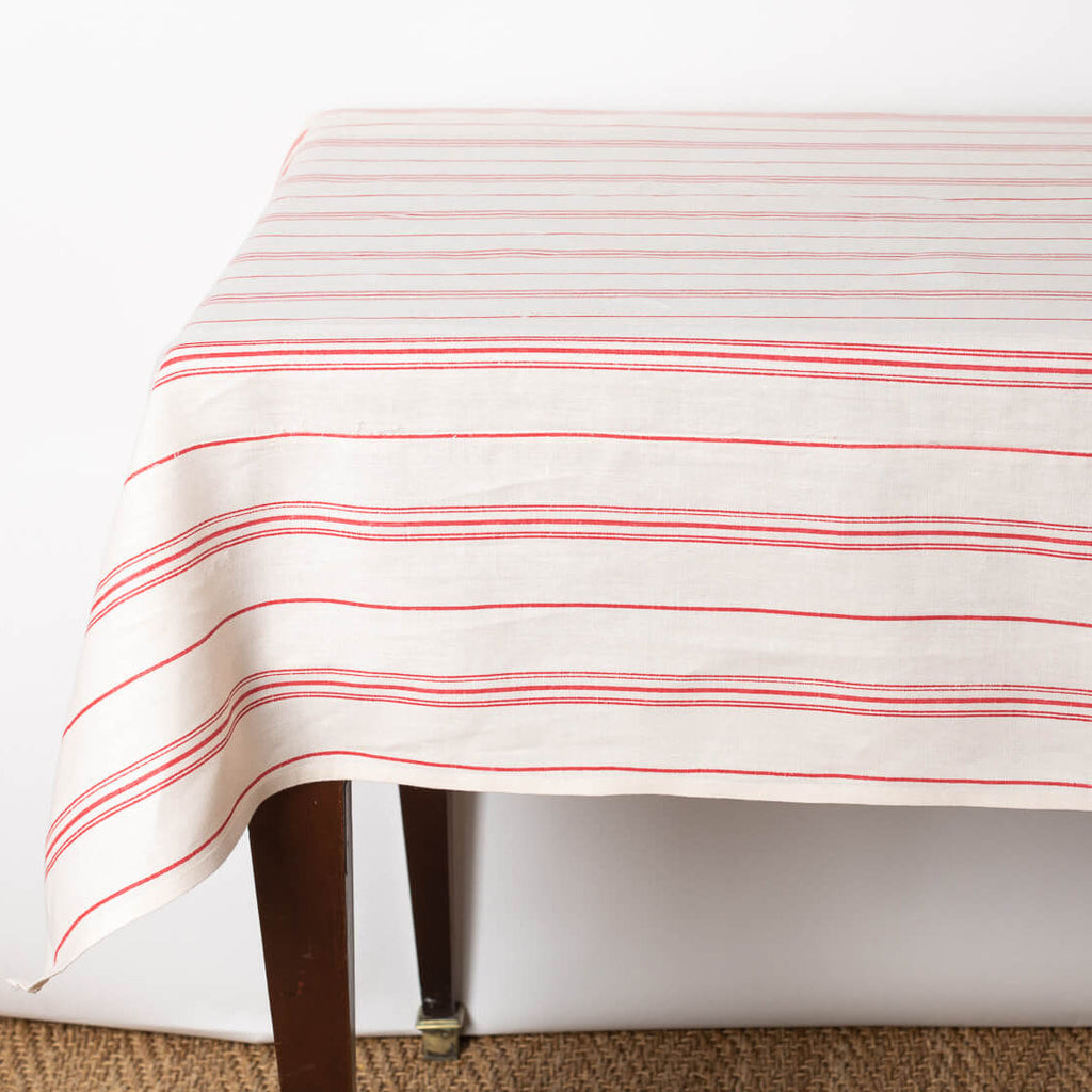 Linen Tablecloth in Raspberry Stripe