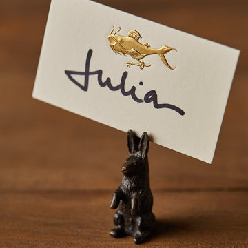 Pair of Bronze Bunny Place Card Holders