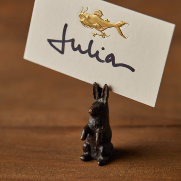 Pair of Bronze Bunny Place Card Holders