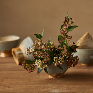 Hand Thrown Ikebana Bowl, Footed