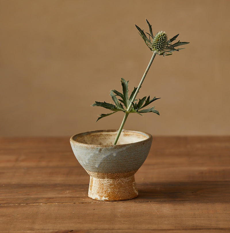 Hand Thrown Ikebana Bowl, Footed