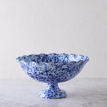 Splatterware Fluted Fruit Bowl, Blue on Blue